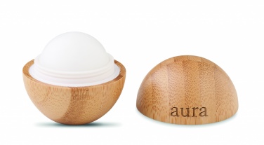 Logotrade promotional gift picture of: Lip balm in round bamboo case